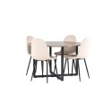 Durango söögilaud - must / pähkel MDF + söögitool Polar - mustad jalad / beež samet 