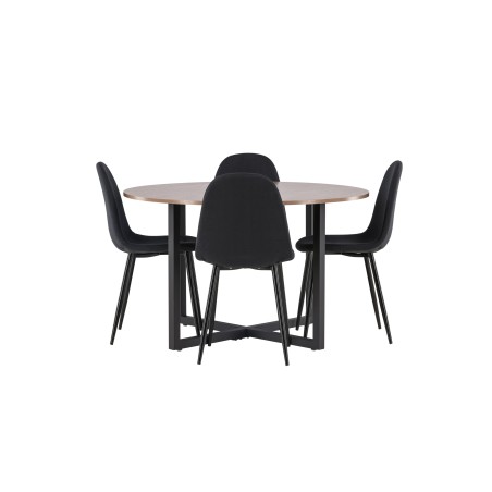 Durango söögilaud - must / pähkel MDF + söögitool Polar - mustad jalad - must kangas 
