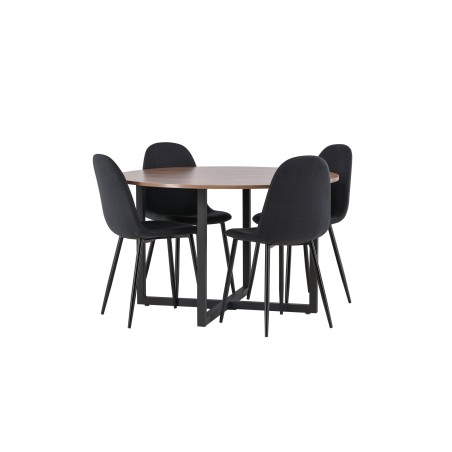 Durango söögilaud - must / pähkel MDF + söögitool Polar - mustad jalad - must kangas 