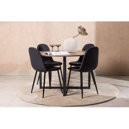 Durango söögilaud - must / pähkel MDF + söögitool Polar - mustad jalad - must kangas 