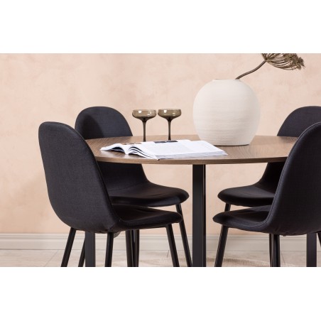 Durango söögilaud - must / pähkel MDF + söögitool Polar - mustad jalad - must kangas 