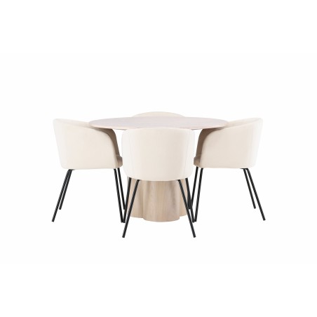 OliviaDining Table-WhiteWashSpoon+BeritTool-Must/Beež Velvet
