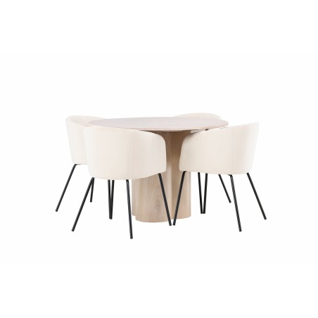 OliviaDining Table-WhiteWashSpoon+BeritTool-Must/Beež Velvet