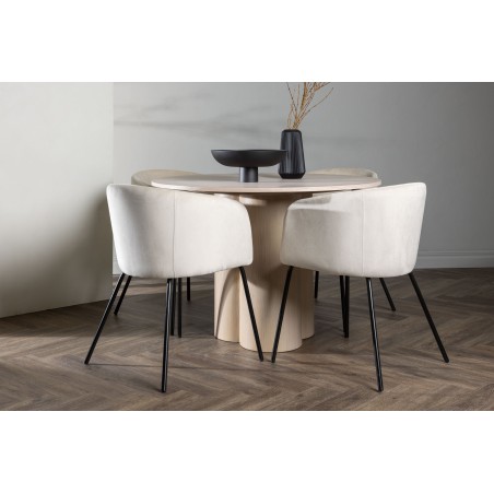 OliviaDining Table-WhiteWashSpoon+BeritTool-Must/Beež Velvet