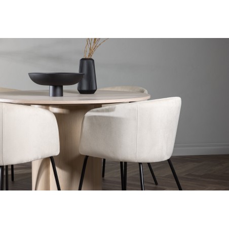 OliviaDining Table-WhiteWashSpoon+BeritTool-Must/Beež Velvet