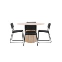 OliviaDining Table-WhiteWashVeneer+Kenth Chair-Black/BlackPU