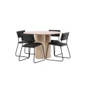 OliviaDining Table-WhiteWashVeneer+Kenth Chair-Black/BlackPU