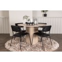 OliviaDining Table-WhiteWashVeneer+Kenth Chair-Black/BlackPU