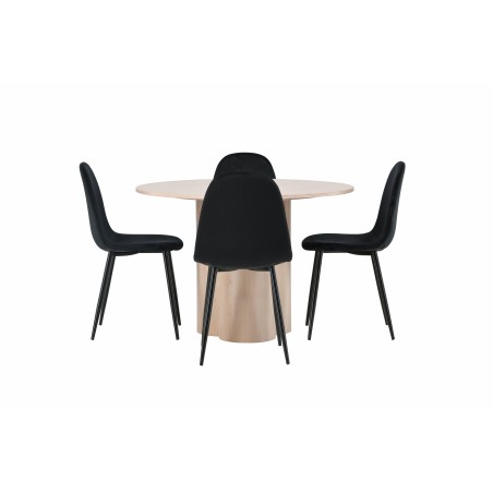 OliviaDining Table-WhiteWashVeneer+PolarDining Chair-Blacklegs/BlackVelvet