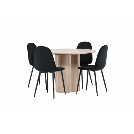 OliviaDining Table-WhiteWashVeneer+PolarDining Chair-Blacklegs/BlackVelvet