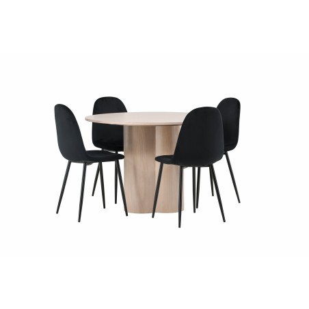 OliviaDining Table-WhiteWashVeneer+PolarDining Chair-Blacklegs/BlackVelvet