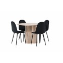 OliviaDining Table-WhiteWashVeneer+PolarDining Chair-Blacklegs/BlackVelvet