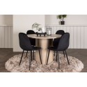 OliviaDining Table-WhiteWashVeneer+PolarDining Chair-Blacklegs/BlackVelvet