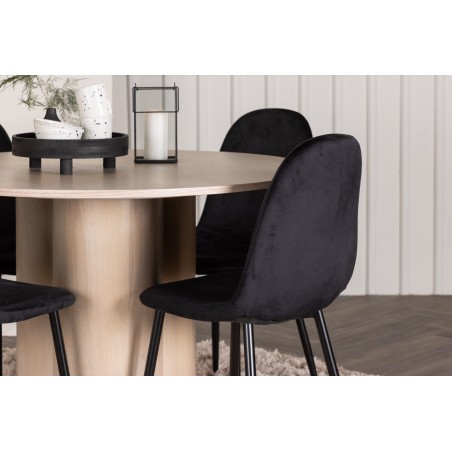 OliviaDining Table-WhiteWashVeneer+PolarDining Chair-Blacklegs/BlackVelvet