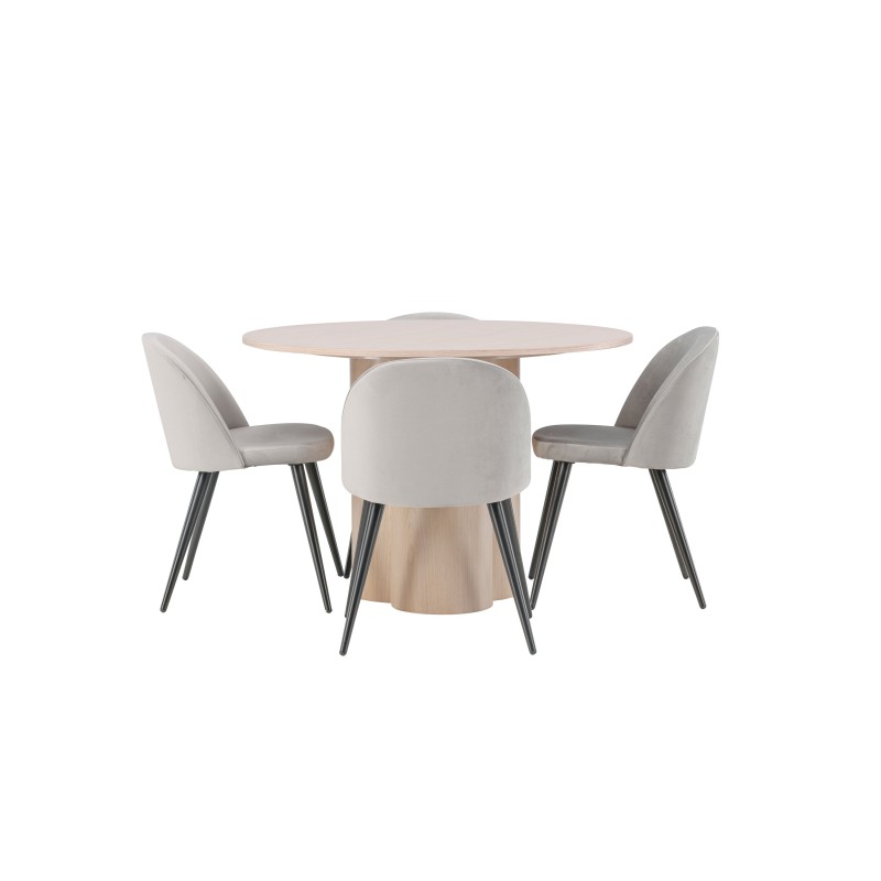 OliviaDining Table-WhiteWashSpoon+SametSöögitool-Helehall/Must