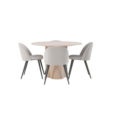 OliviaDining Table-WhiteWashSpoon+SametSöögitool-Helehall/Must