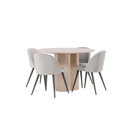OliviaDining Table-WhiteWashSpoon+SametSöögitool-Helehall/Must