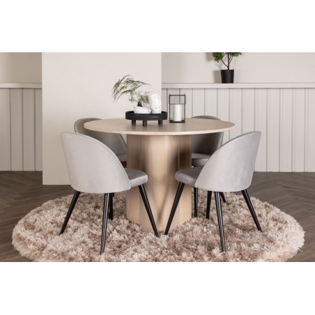 OliviaDining Table-WhiteWashSpoon+SametSöögitool-Helehall/Must