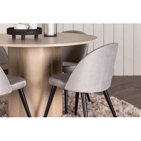 OliviaDining Table-WhiteWashSpoon+SametSöögitool-Helehall/Must