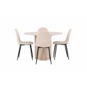 OliviaDining Table-WhiteWashVeneer+PolarDining Chair-Blacklegs/Beige Velvet