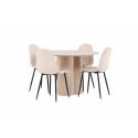 OliviaDining Table-WhiteWashVeneer+PolarDining Chair-Blacklegs/Beige Velvet