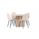OliviaDining Table-WhiteWashVeneer+PolarDining Chair-Blacklegs/Beige Velvet