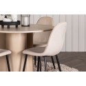 OliviaDining Table-WhiteWashVeneer+PolarDining Chair-Blacklegs/Beige Velvet