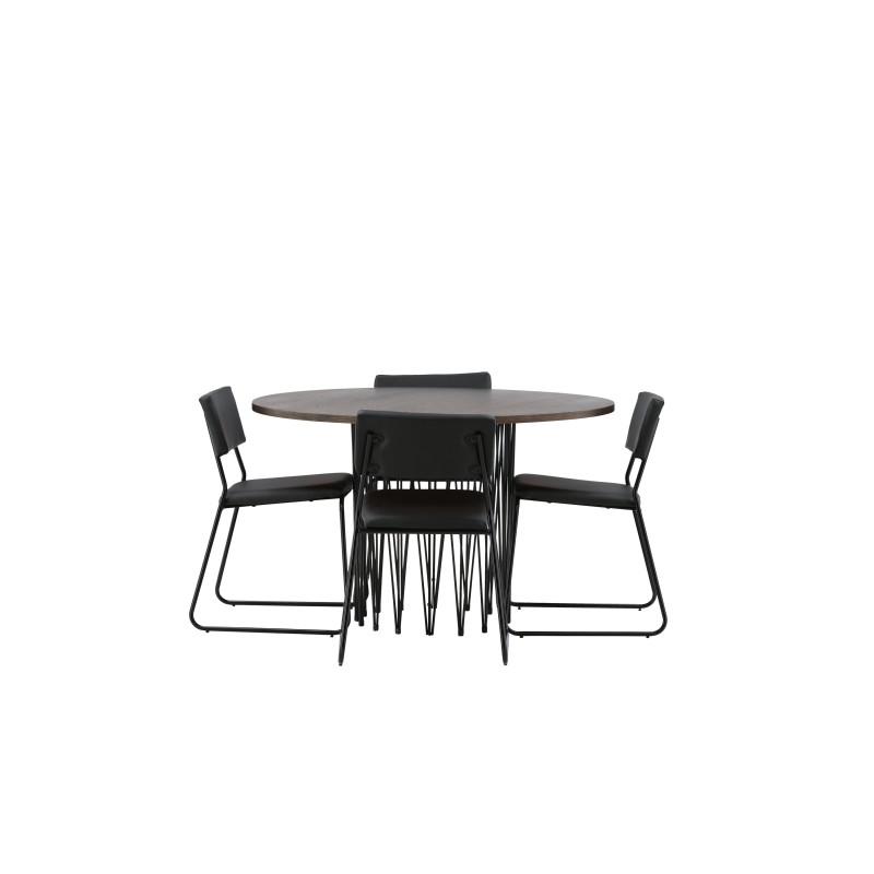 Kivist ümmargune söögilaud - must / Mocca spoon +Kenth tool - must / must PU 