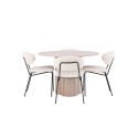 OliviaDining Table-WhiteWashVeneer+ChicoDining Chair-Black/WhiteBoucle