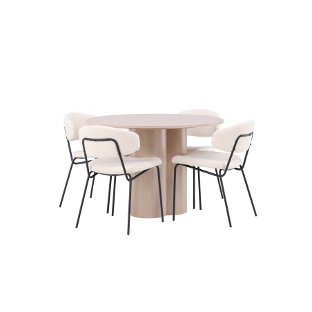 OliviaDining Table-WhiteWashVeneer+ChicoDining Chair-Black/WhiteBoucle