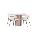 OliviaDining Table-WhiteWashVeneer+ChicoDining Chair-Black/WhiteBoucle