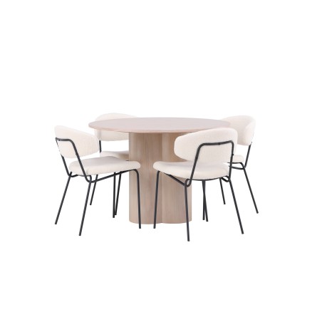 OliviaDining Table-WhiteWashVeneer+ChicoDining Chair-Black/WhiteBoucle