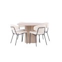 OliviaDining Table-WhiteWashVeneer+ChicoDining Chair-Black/WhiteBoucle