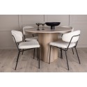 OliviaDining Table-WhiteWashVeneer+ChicoDining Chair-Black/WhiteBoucle