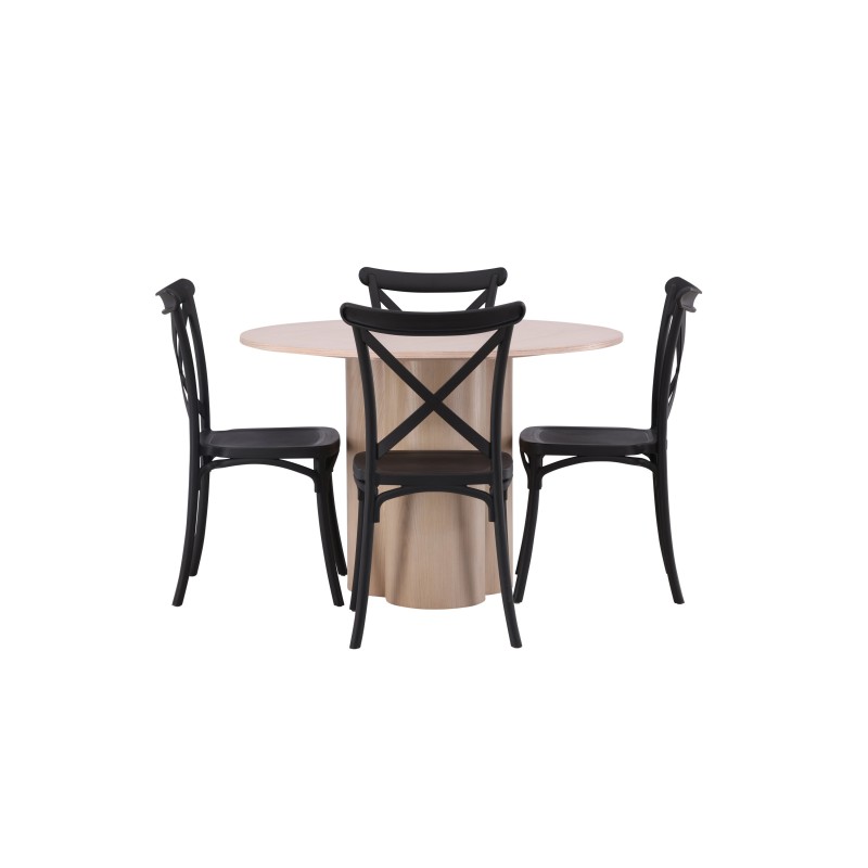 OliviaDining Table-WhiteWashSpoon+CrosettSöögitool-Mattmust/MattmustPlast
