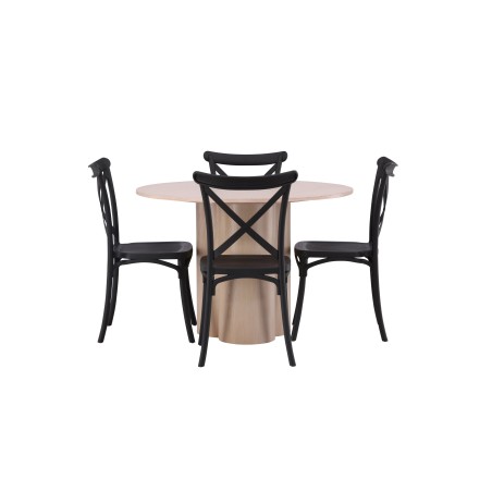 OliviaDining Table-WhiteWashSpoon+CrosettSöögitool-Mattmust/MattmustPlast