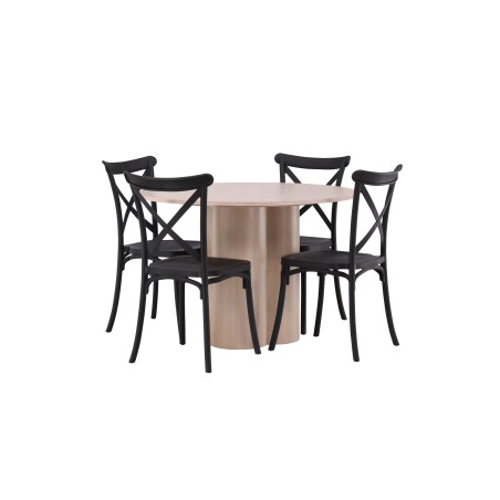 OliviaDining Table-WhiteWashSpoon+CrosettSöögitool-Mattmust/MattmustPlast