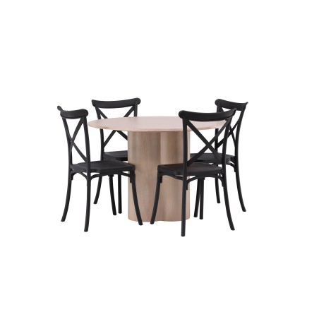 OliviaDining Table-WhiteWashSpoon+CrosettSöögitool-Mattmust/MattmustPlast
