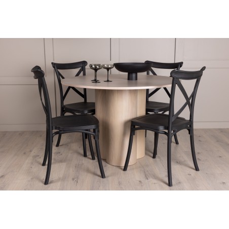 OliviaDining Table-WhiteWashSpoon+CrosettSöögitool-Mattmust/MattmustPlast