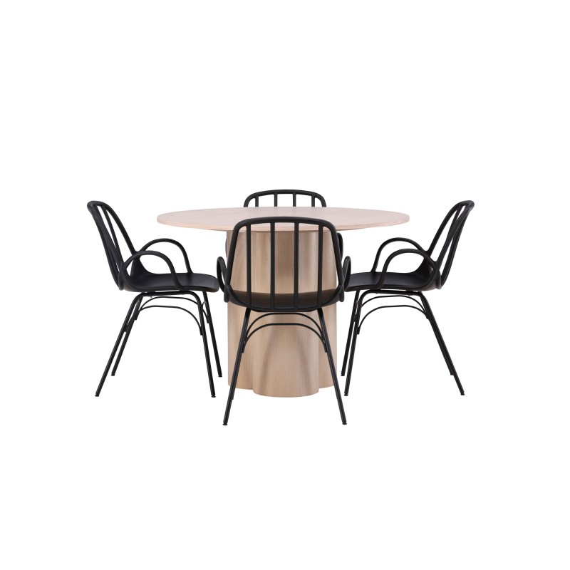 OliviaDining Table-WhiteWashSpoon+DyrönSöögitool-MustPolüpropüleen