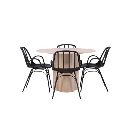 OliviaDining Table-WhiteWashSpoon+DyrönSöögitool-MustPolüpropüleen