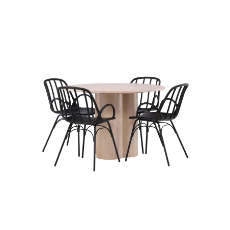 OliviaDining Table-WhiteWashSpoon+DyrönSöögitool-MustPolüpropüleen