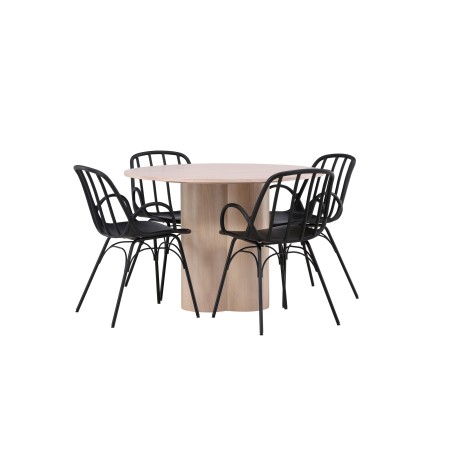 OliviaDining Table-WhiteWashSpoon+DyrönSöögitool-MustPolüpropüleen