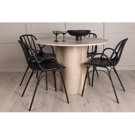 OliviaDining Table-WhiteWashSpoon+DyrönSöögitool-MustPolüpropüleen