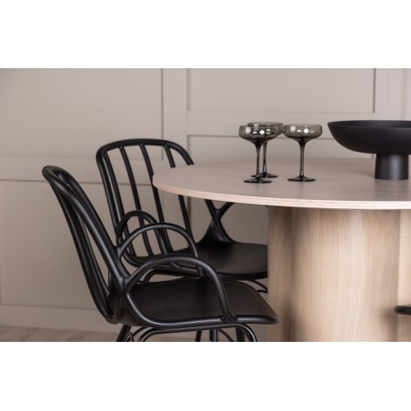 OliviaDining Table-WhiteWashSpoon+DyrönSöögitool-MustPolüpropüleen