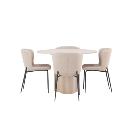 OliviaDining Table-WhiteWashVeneer+ModestoDining Chair-Beige/BeigeBoucle