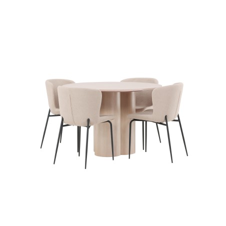 OliviaDining Table-WhiteWashVeneer+ModestoDining Chair-Beige/BeigeBoucle