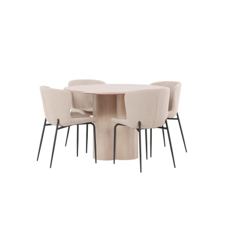 OliviaDining Table-WhiteWashVeneer+ModestoDining Chair-Beige/BeigeBoucle