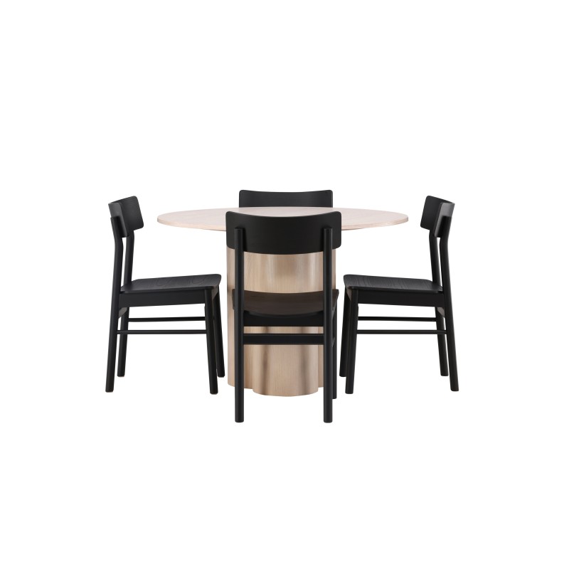 OliviaDining Table-WhiteWashVeneer+MontrosDining Chair-Natural/Natural Rubberwood