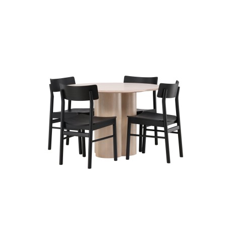 OliviaDining Table-WhiteWashVeneer+MontrosDining Chair-Natural/Natural Rubberwood